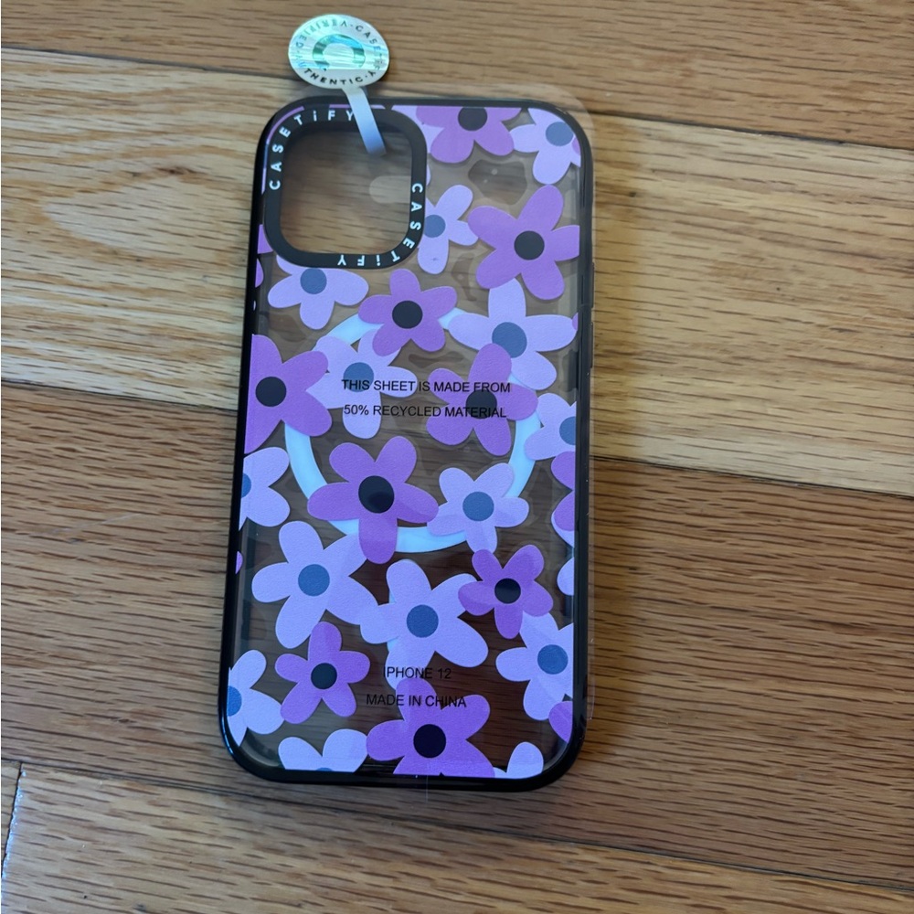 sixties retro violet floral (on clear background) phonecase